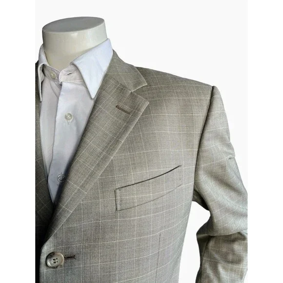 Ermenegildo Zegna x Gritti Men's 40S Blazer Windowpane Single Breasted 3 Button